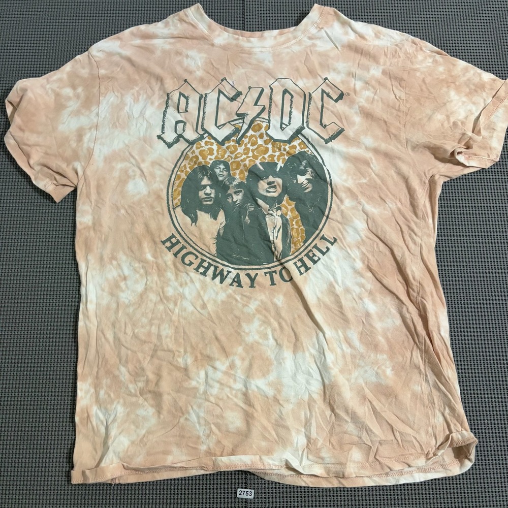 AC/DC Highway to Hell Tie-Dye T-Shirt Tan White M